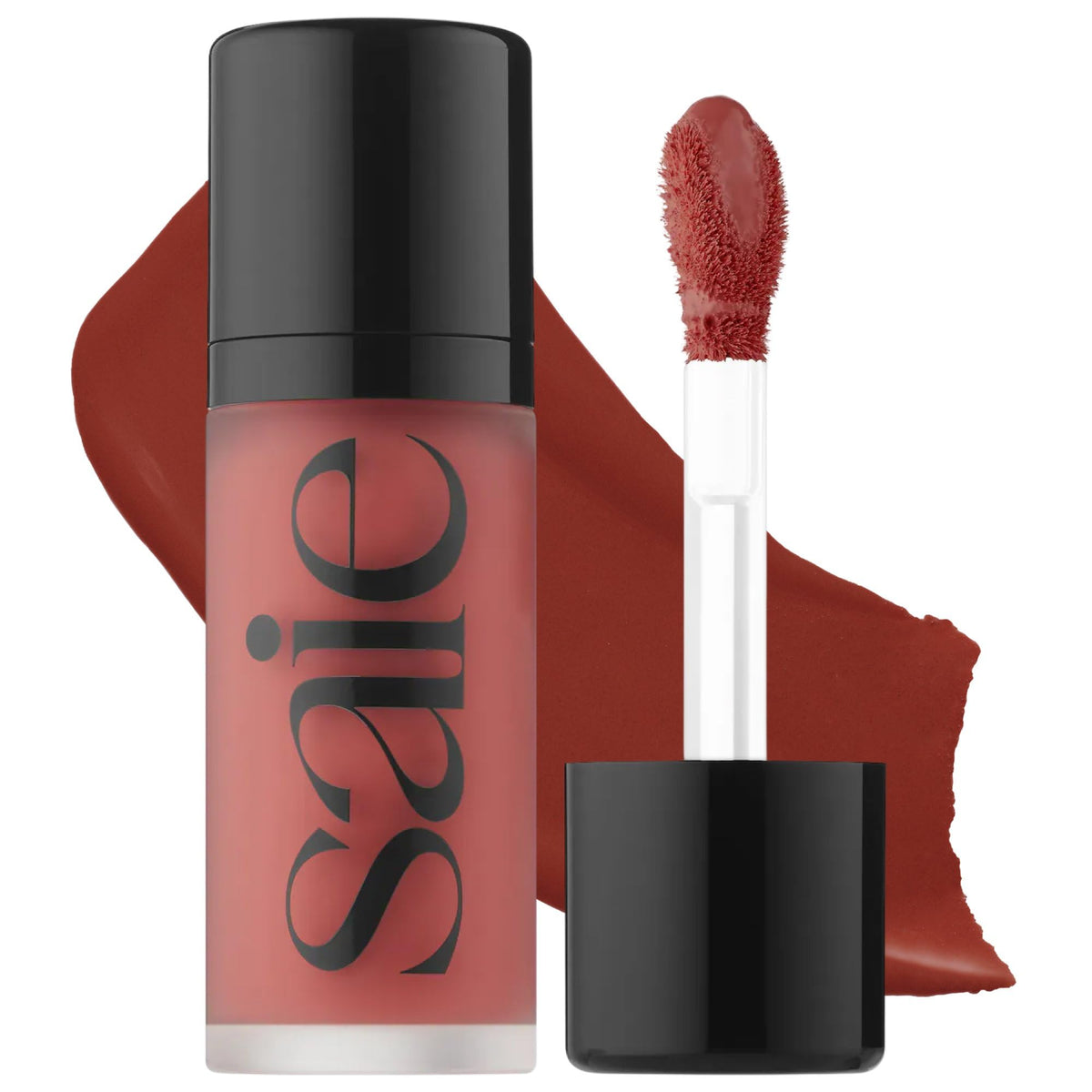 Saie front packaging showing product branding and compact tube, clear benefit of portability