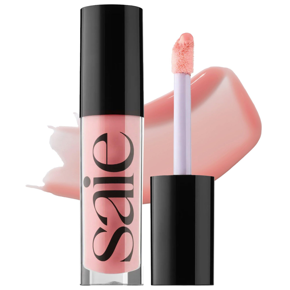 Saie tube front packaging showing Bubble shade and glossy finish benefit