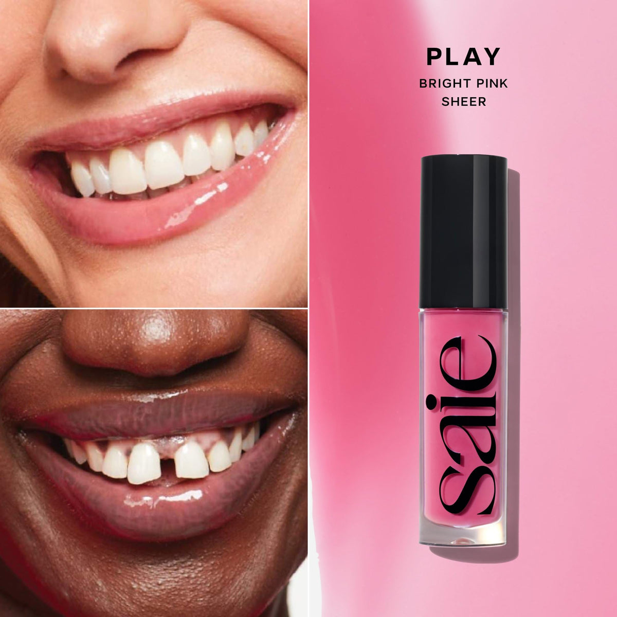 Saie glossybounce doe-foot applicator coated with gloss for precise, easy application