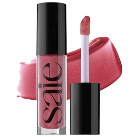 Saie front packaging showing compact gloss tube and branding for easy carry