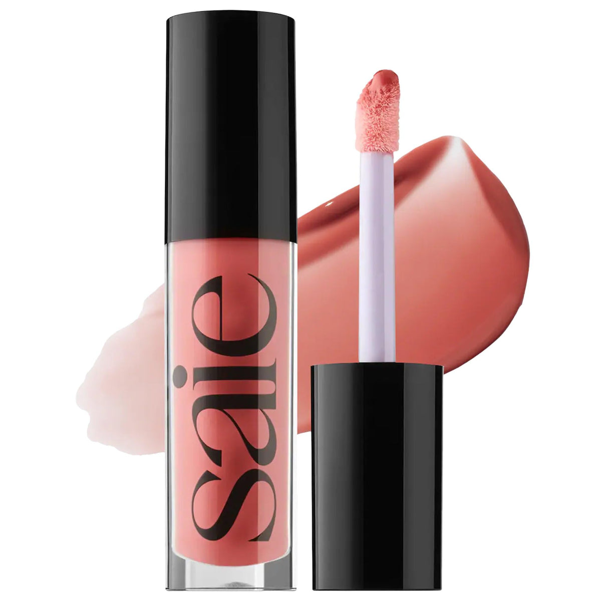 Saie Glossybounce front packaging showing glossy tube and label for easy identification and style