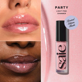 Saie Glossybounce texture close-up highlighting shiny, non-sticky oil finish