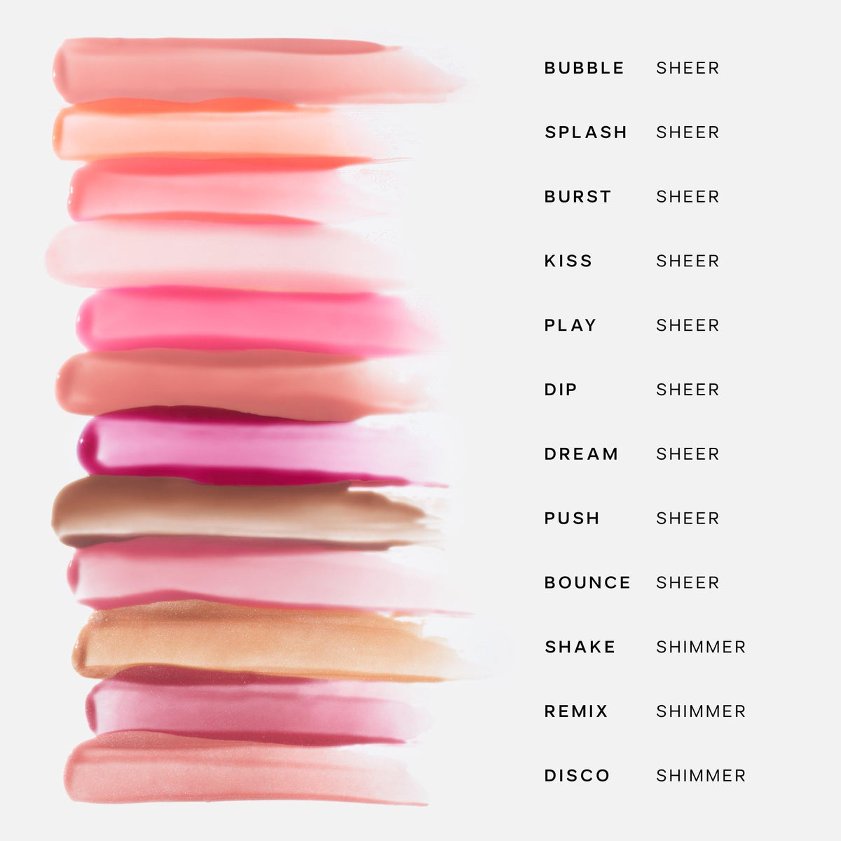 Saie glossybounce texture closeup highlighting glossy, non-sticky cushiony finish