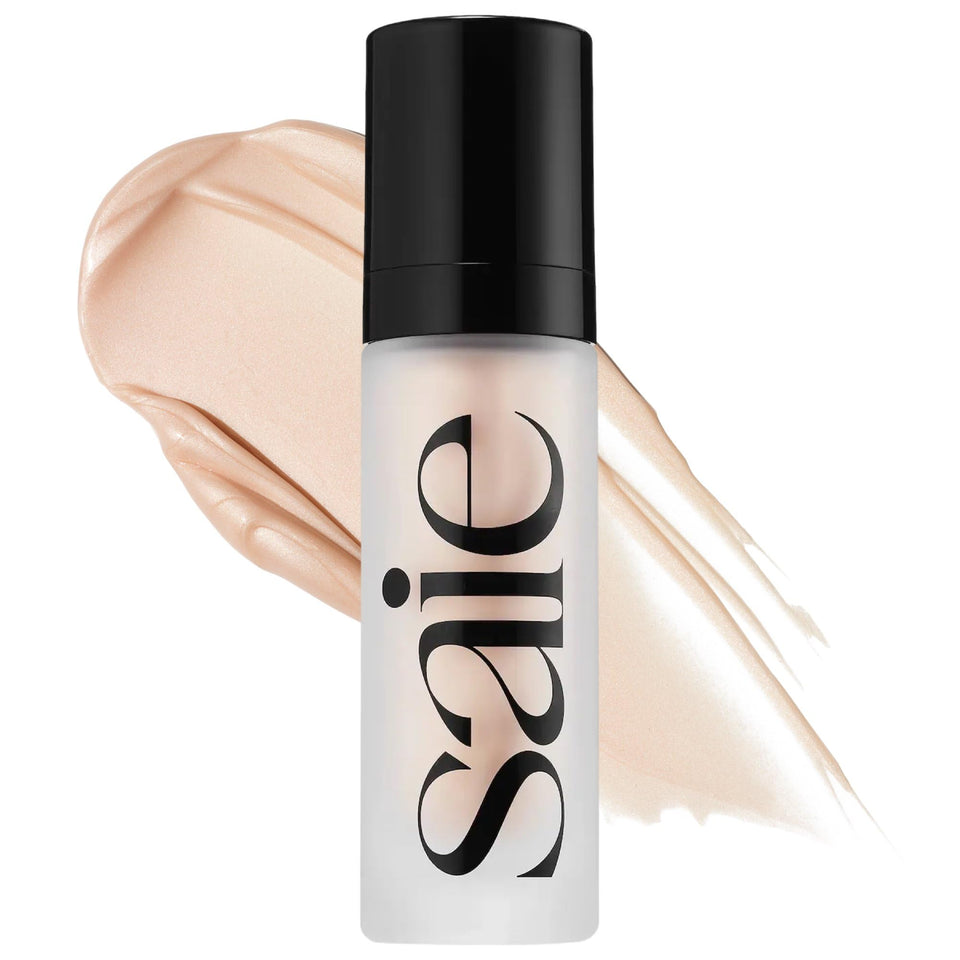 Saie Glowy Super Gel Starglow front bottle showing sleek packaging and glow