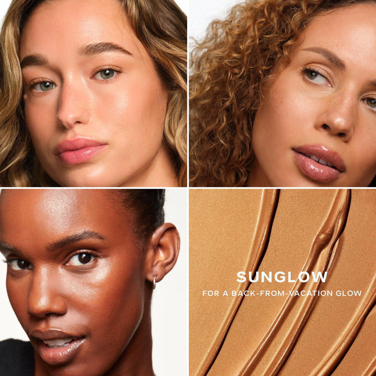 Saie mixed into foundation swatch, illustrates customizable luminous base