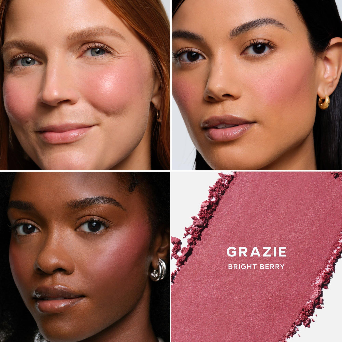 Saie Grazie close-up texture view highlighting plush, velvety baked powder finish