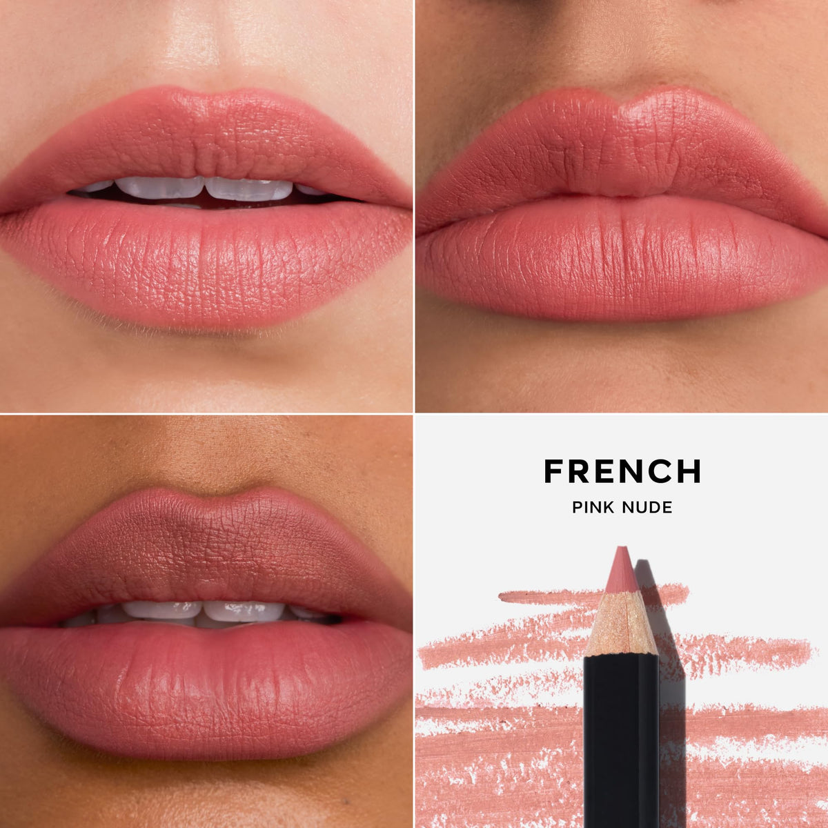 Saie lip liner swatch on forearm revealing creamy color payoff and blendability