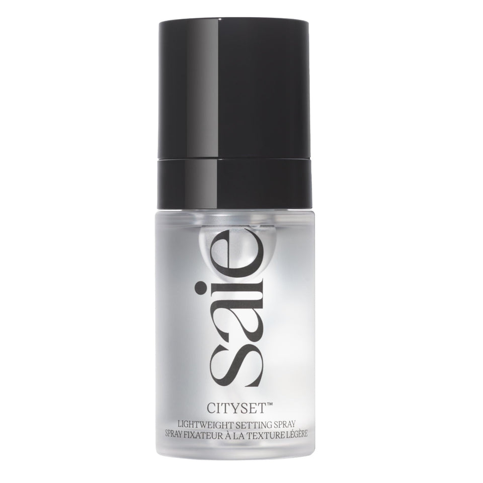Saie mini CitySet front packaging showing label and compact bottle benefiting travel use