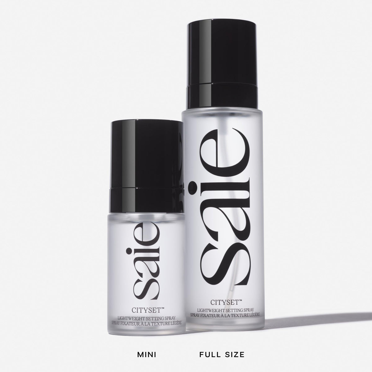 Saie mini CitySet placed on a vanity with makeup for everyday finishing benefits