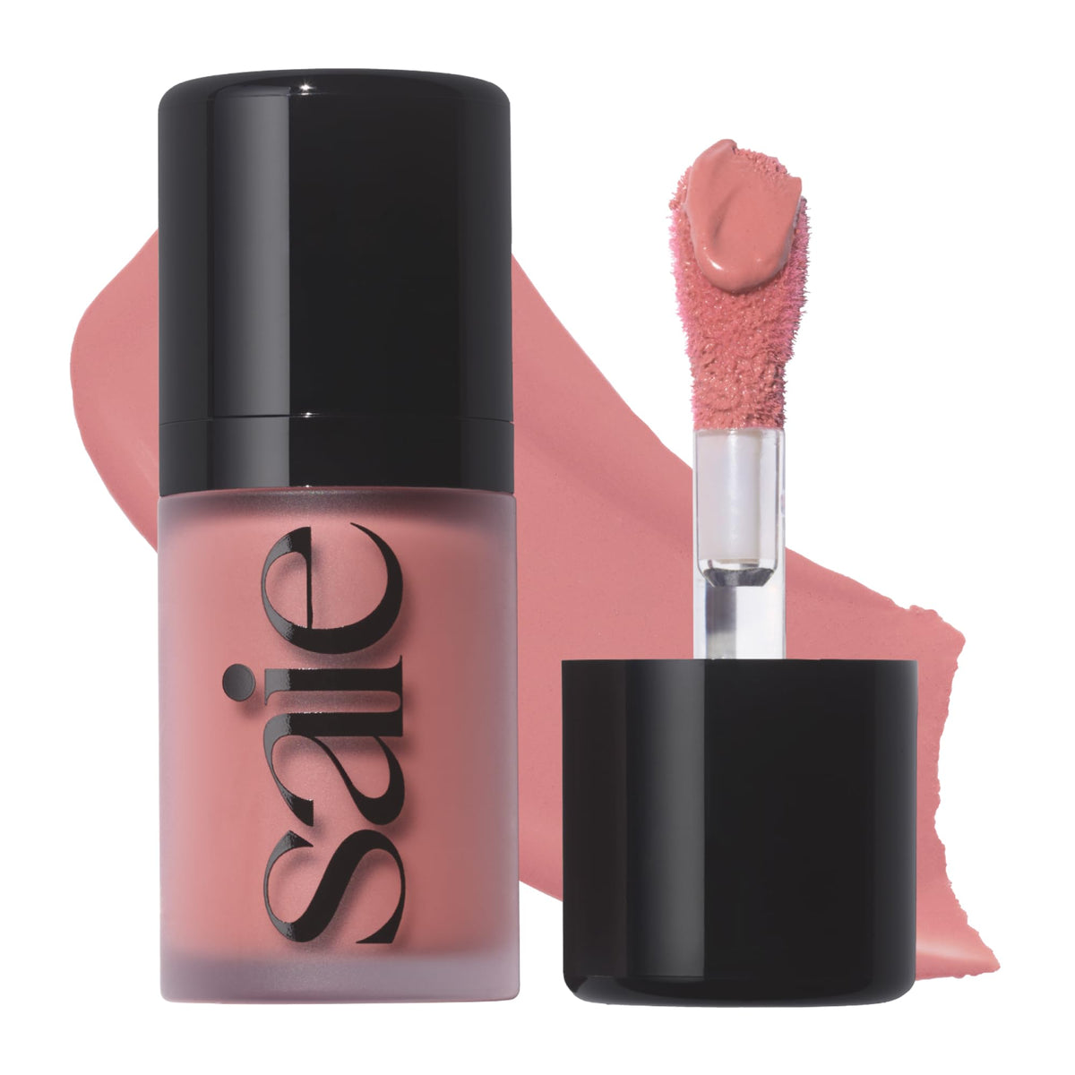 Saie mini dew front packaging showing compact dewy blush and label benefit