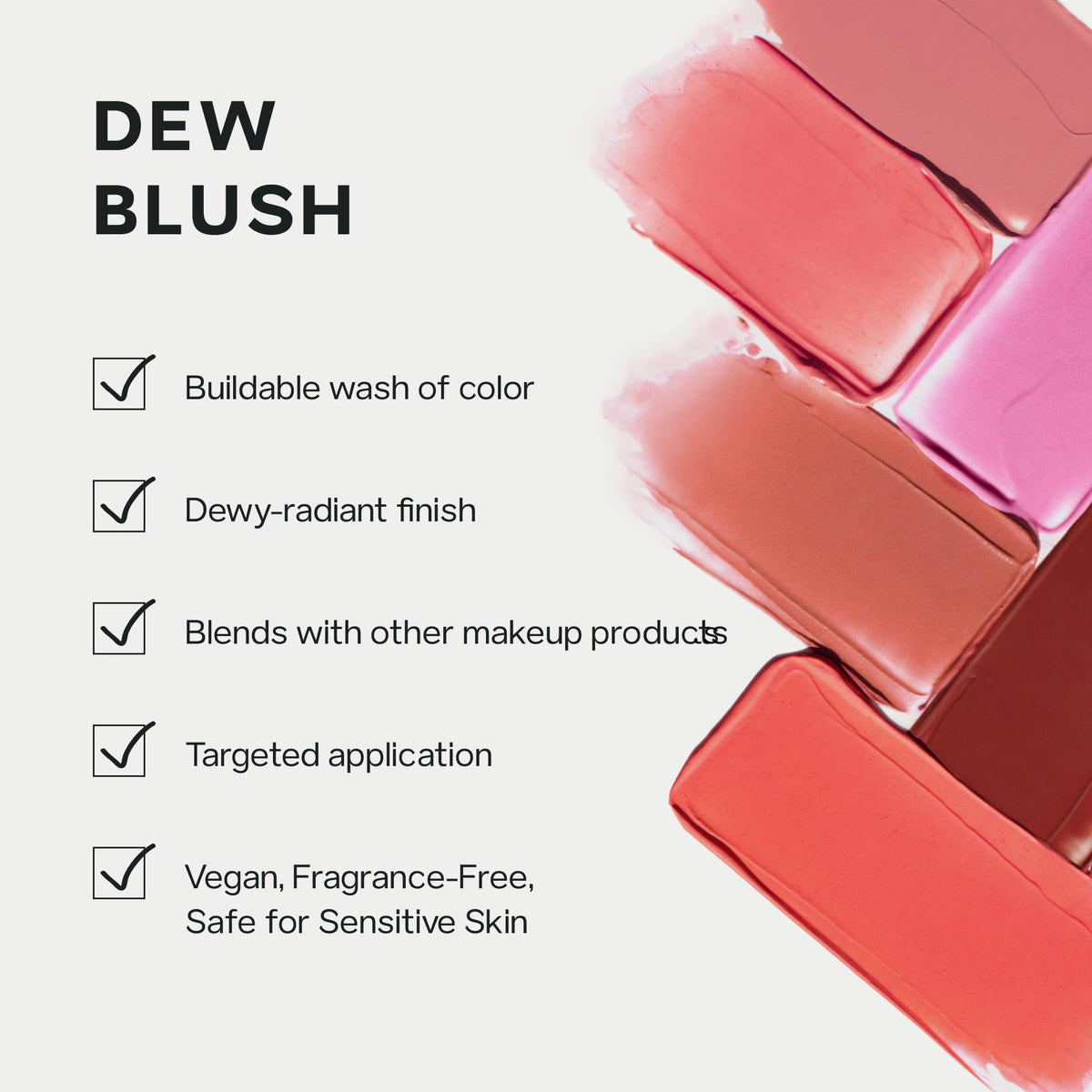 Saie mini dew applied to cheeks in use for natural, buildable flush