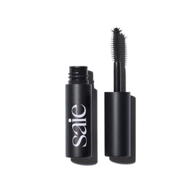 Saie mini mascara front packaging showing compact tube and branding for travel convenience