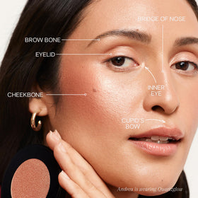 Saie Quartzglow applied with double brush illustrating precise sculpting and lift