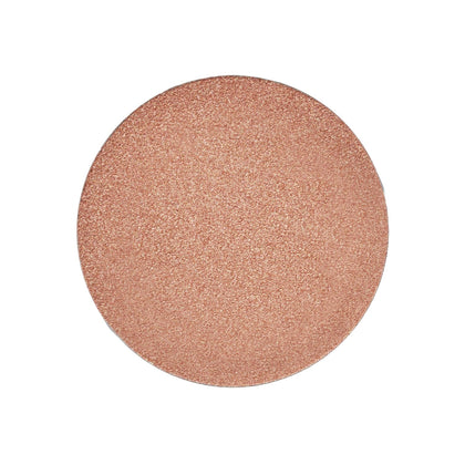 Saie Quartzglow front pan view showing warm bronze refill and sustainable design
