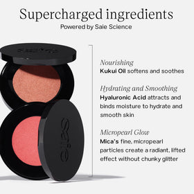 Saie Quartzglow cream texture swipe displaying smooth blendability and glow