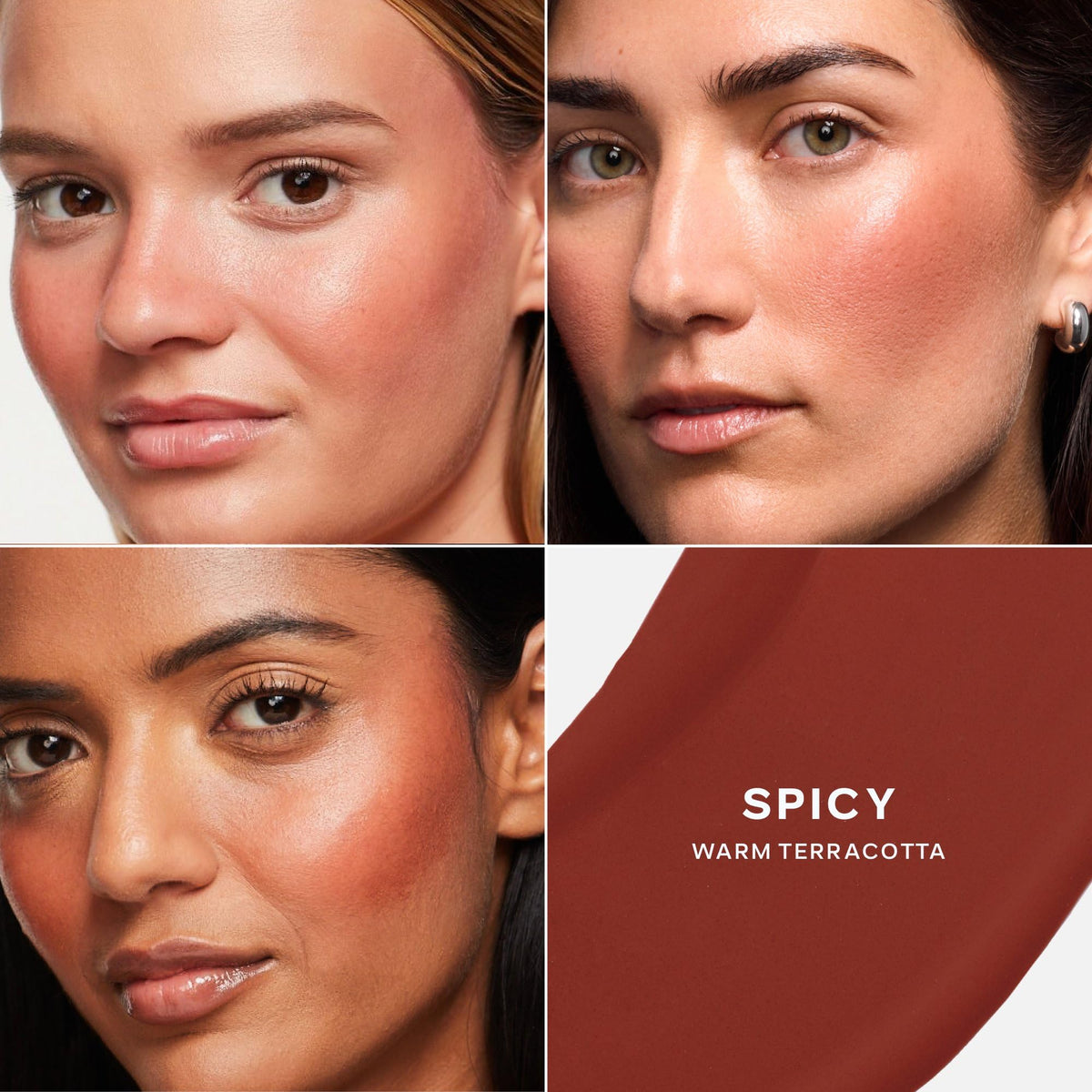 Saie Spicy shade swatch on forearm displaying true color payoff and buildability