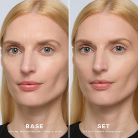 Saie Slip Tint pan close-up highlighting baked surface for smooth application