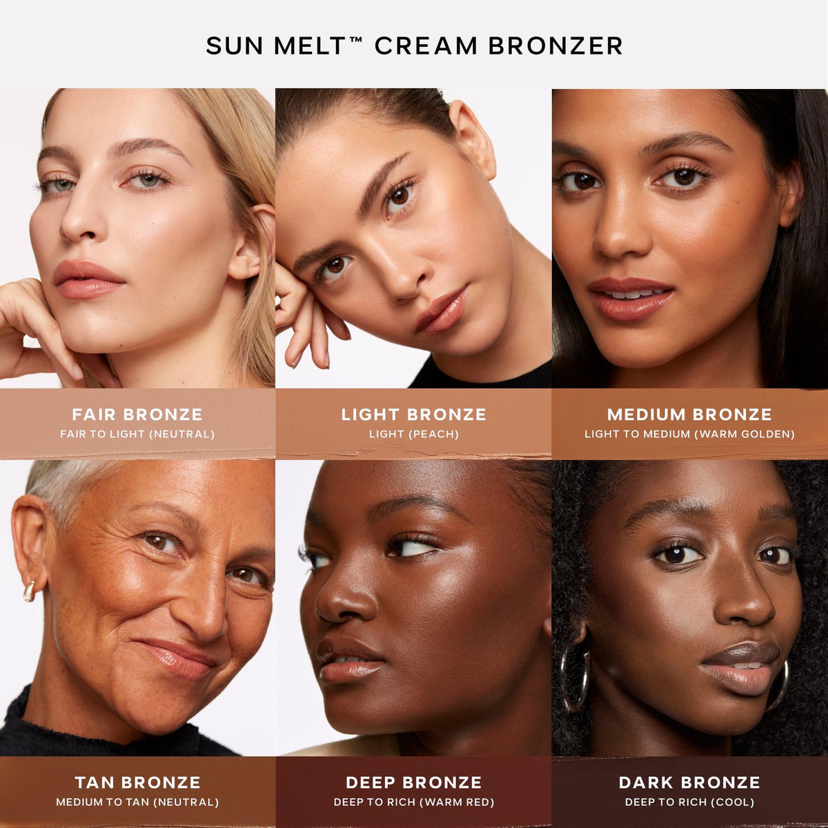 Saie Sun Melt applied on cheek demonstrating natural warm bronze and seamless blend