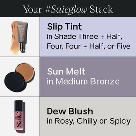 Saie Sun Melt compact detail and cap focusing on packaging quality and secure closure