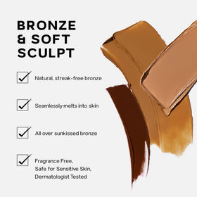 Saie Sun Melt swatch on forearm demonstrates buildable color and natural bronze