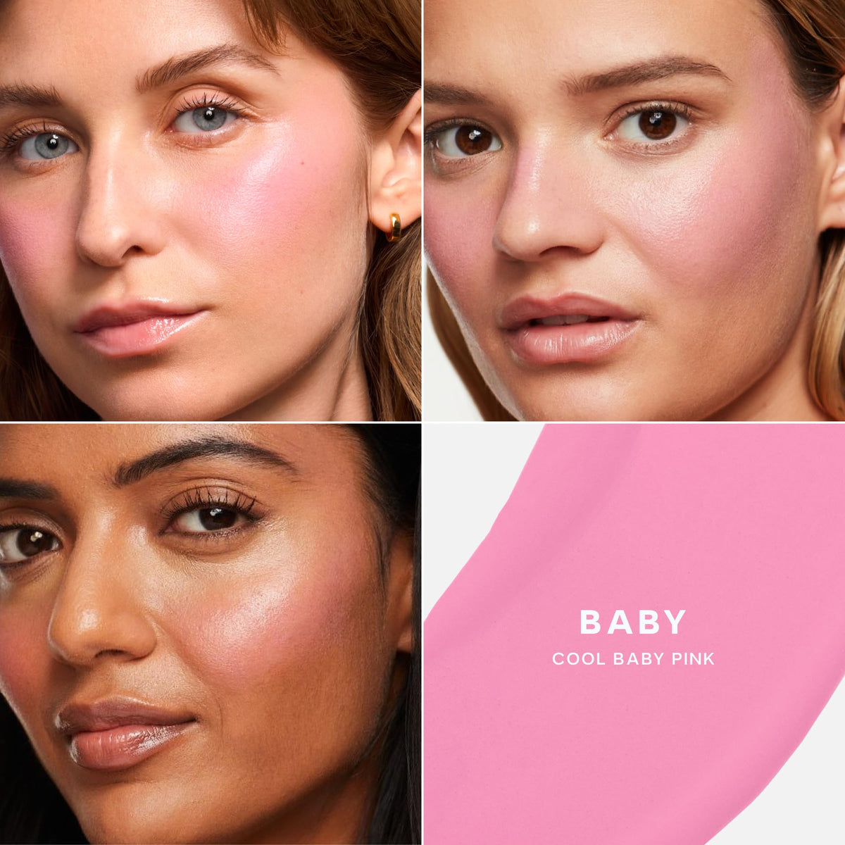 Saie texture closeup of creamy liquid-blush showing dewy, blendable finish