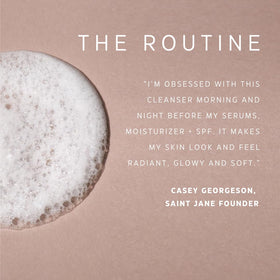 SAINT JANE foam on skin demonstration showing gentle cleanse benefit