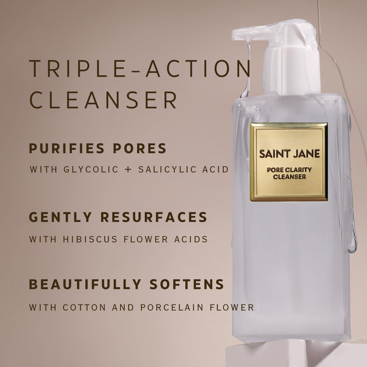 SAINT JANE gel texture swatch on hand showing hydrating finish