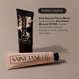 SAINT JANE jar on bathroom shelf showing nighttime routine compatibility