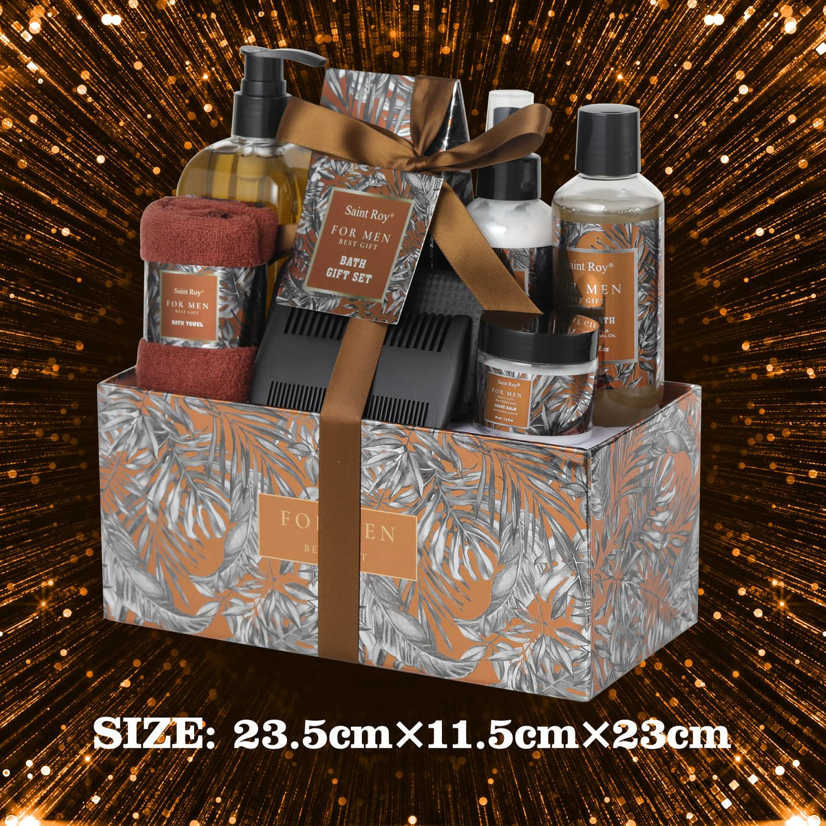 Saint Roy gift basket placed on a counter to illustrate ready-to-give presentation