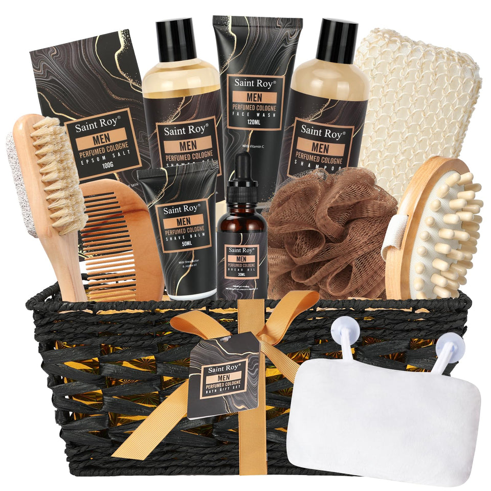 Saint Roy front packaging basket displayed ready to gift, shows premium presentation