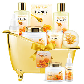 Saint Roy gift set styled on vanity for an inviting self-care moment