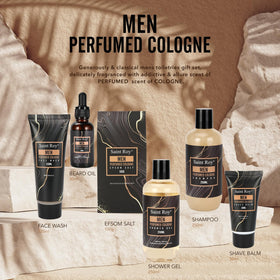 Saint Roy shower products closeup highlighting fragrance and skin-conditioning benefits