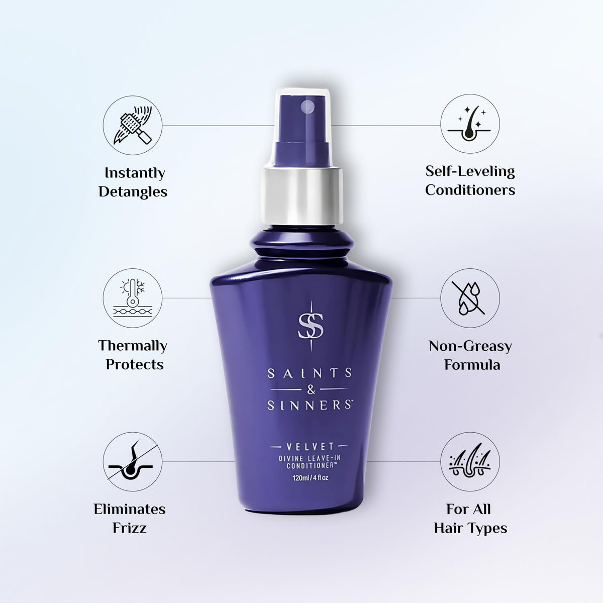 Saints & Sinners nozzle spraying mist for even lightweight coverage