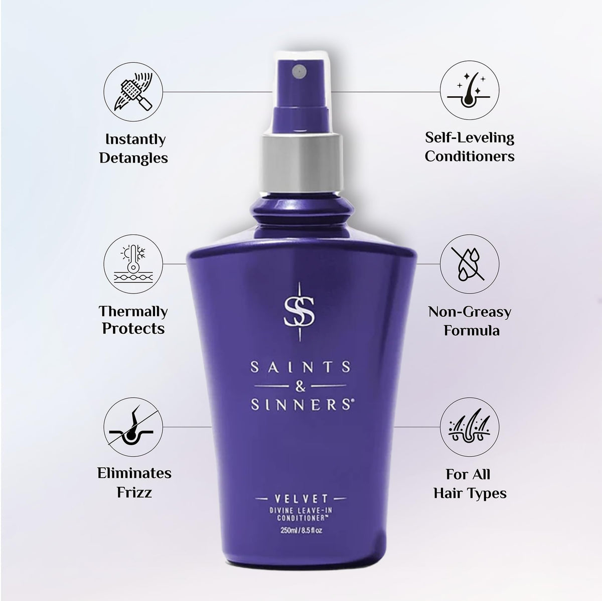 Saints & Sinners spray action releasing mist, ensures even lightweight application