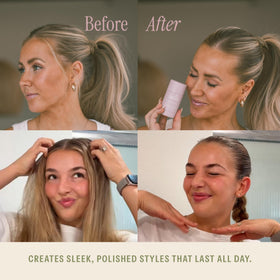 SALEE. cream applied to damp hair demonstrating anti-frizz smoothing and softness