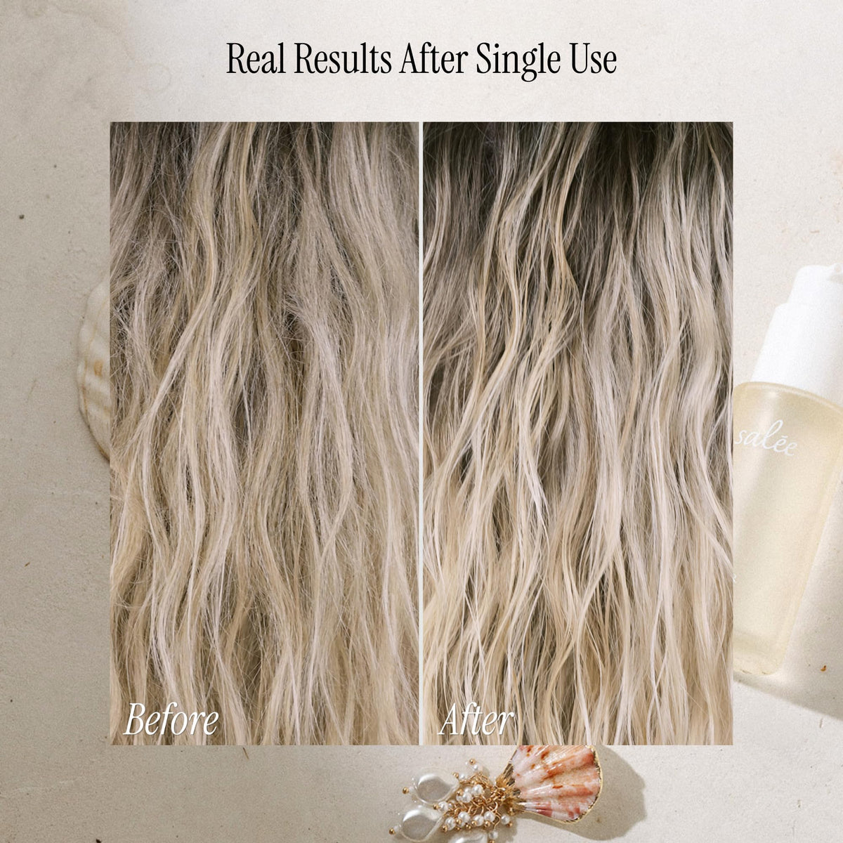 SALEE being applied to mid-lengths and ends to tame frizz and add shine