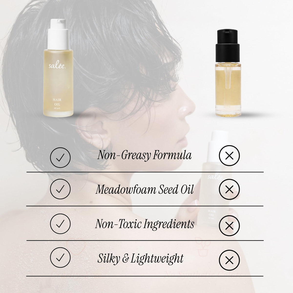 SALEE ingredients label close-up highlighting clean, beneficial oil blend