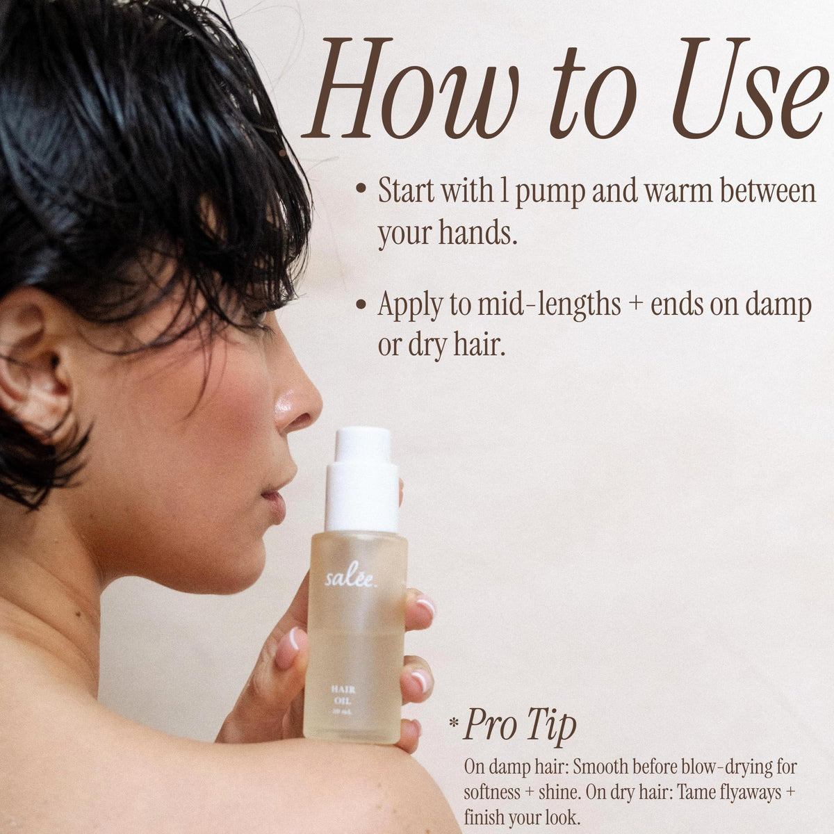 SALEE close-up pump detail highlighting precise, no-waste dispensing