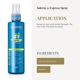 SALERM before and after hair ends demonstrating reduced frizz and repair benefit