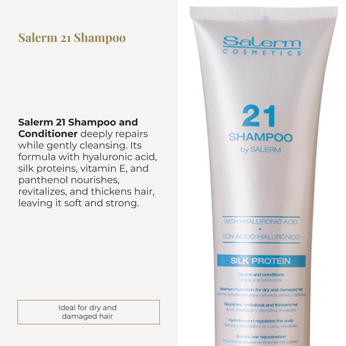 SALERM close-up of pump and label highlighting ingredient information and ease