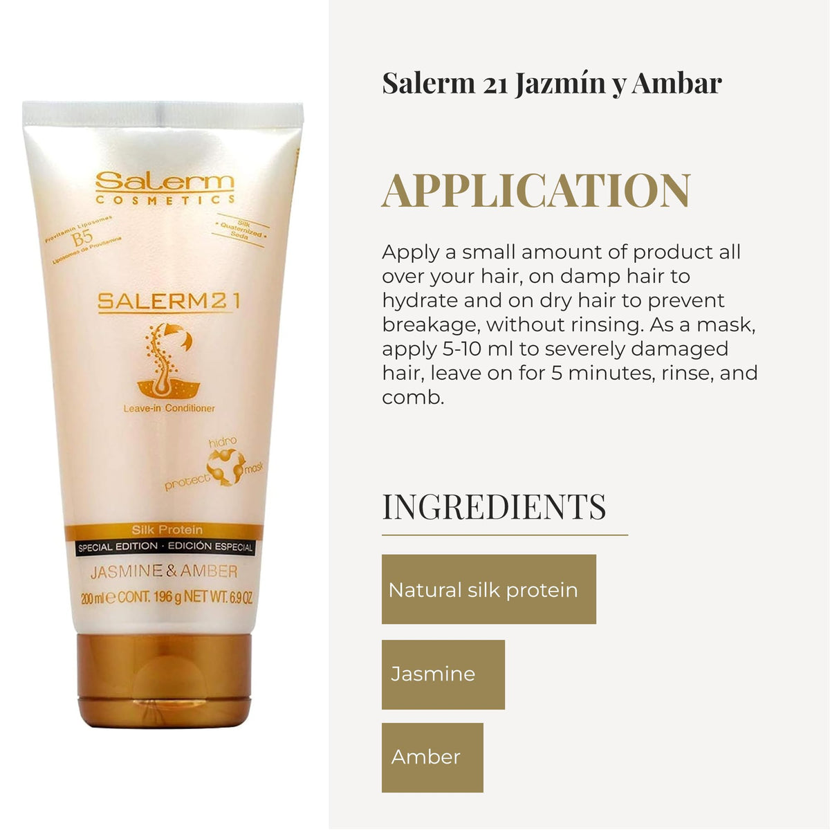 SALERM applied to damp hair demonstrating detangling and anti-frizz benefit