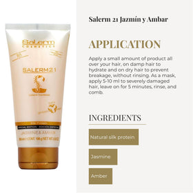 SALERM applied to damp hair demonstrating detangling and anti-frizz benefit