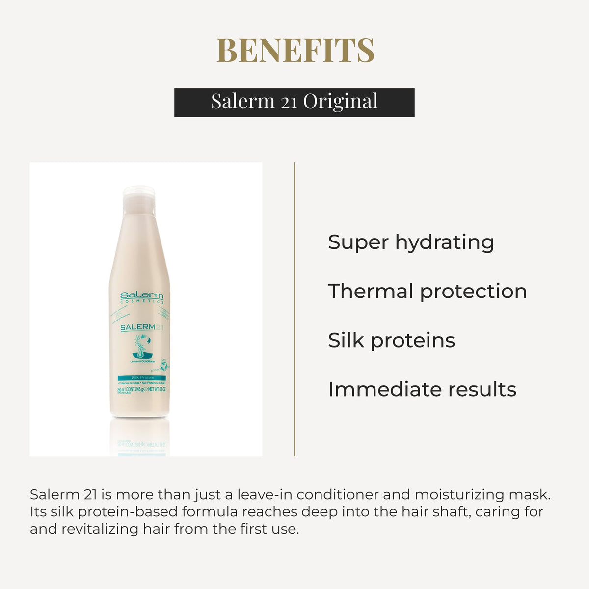 SALERM texture drop of conditioner highlighting silk-protein smoothness