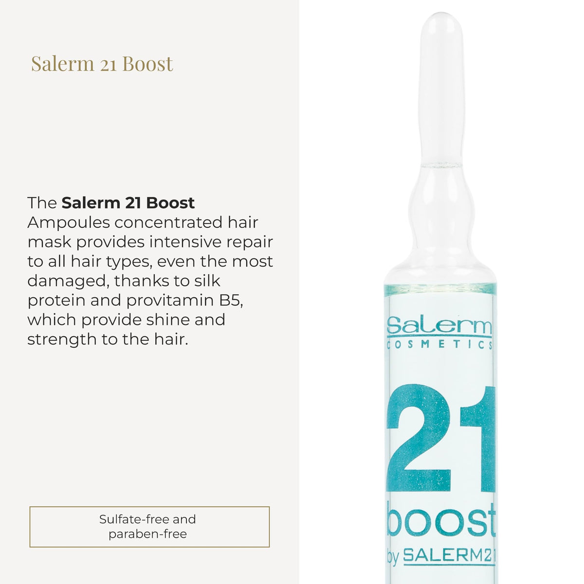 SALERM close-up of ampoule texture highlighting nourishing silk protein shine