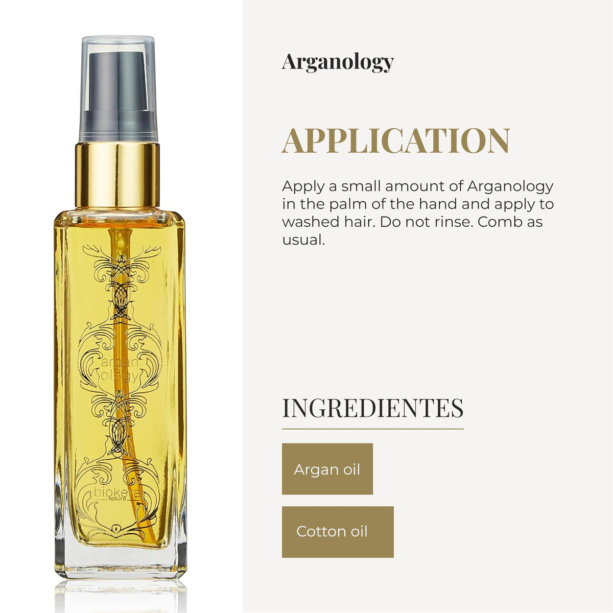 SALERM ingredients display with argan and cotton oils showing nourishing components