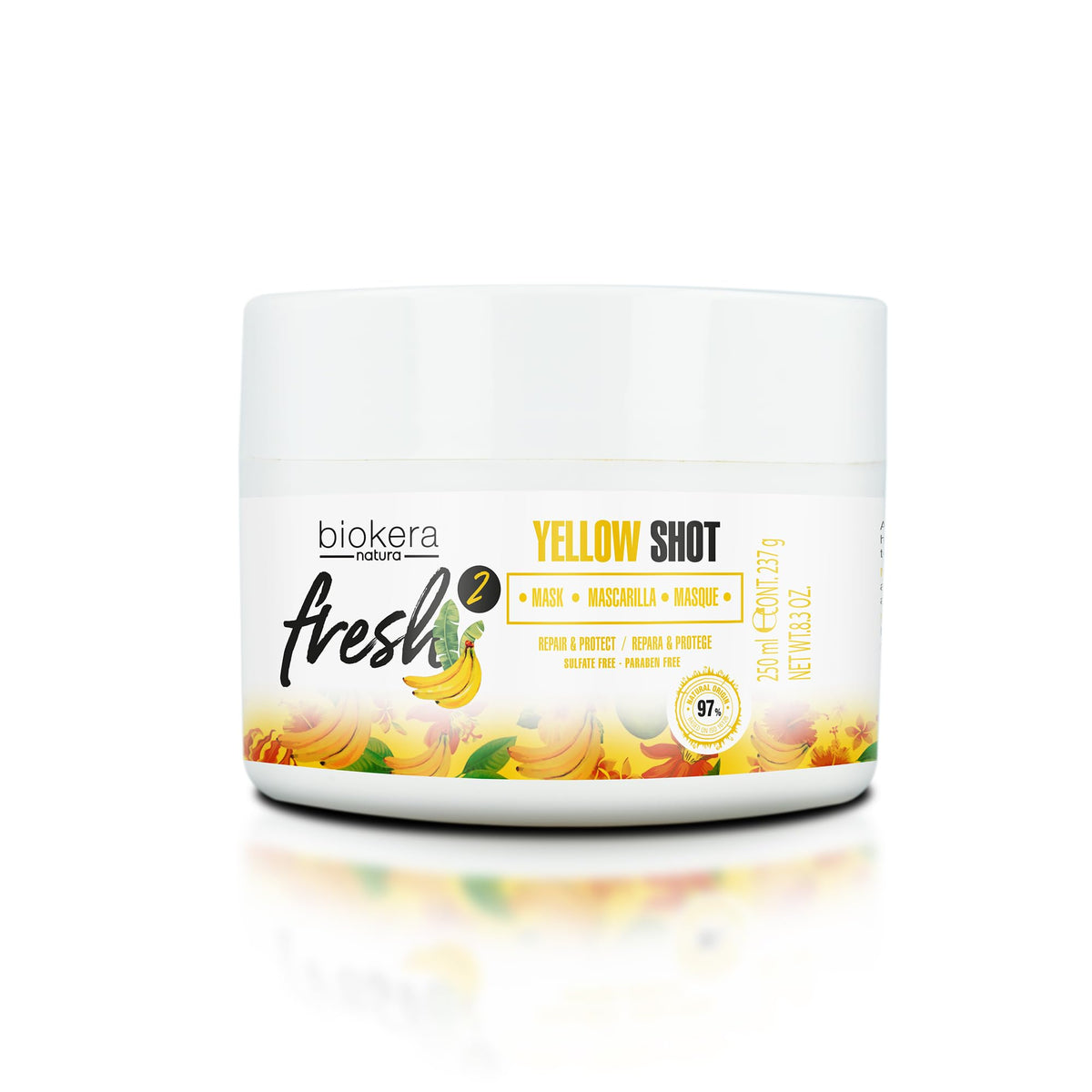 SALERM front packaging of Biokera Yellow Shot mask showing product and size