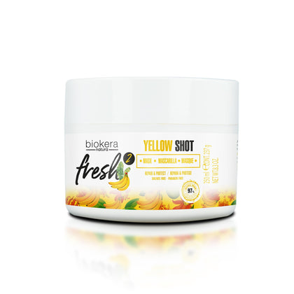 SALERM front packaging of Biokera Yellow Shot mask showing product and size