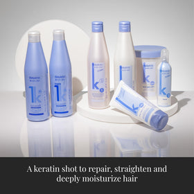 SALERM smooth glossy hair after keratin and mask showing improved manageability benefit