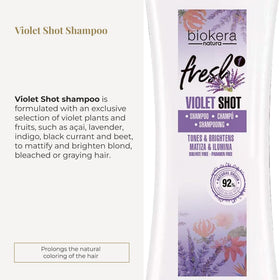 SALERM violet shampoo texture on hand highlighting creamy consistency and pigment