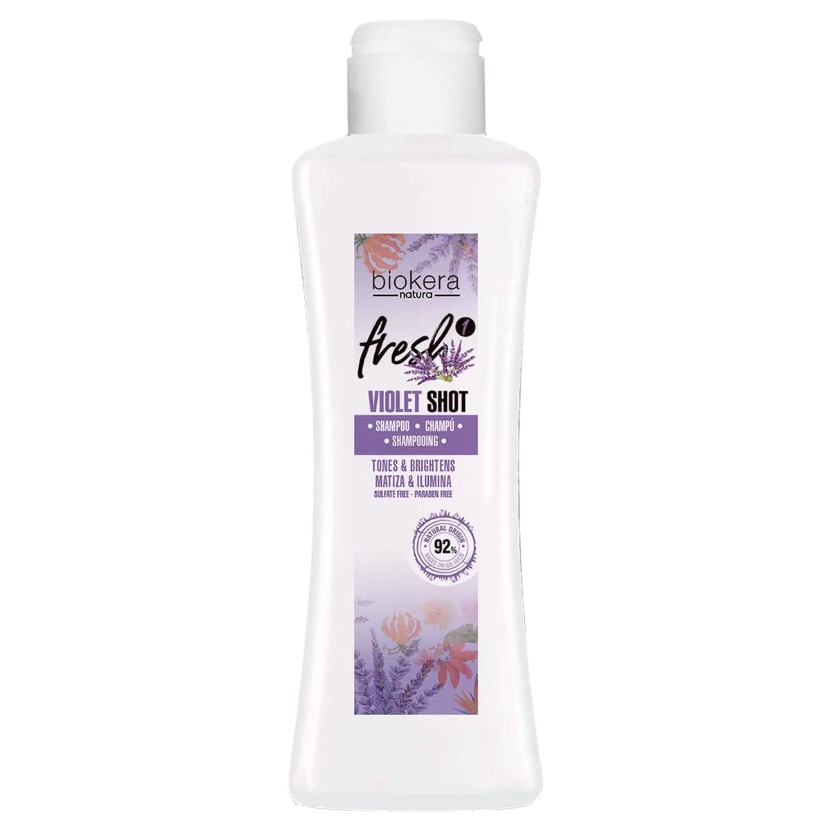 SALERM bottle front view showing purple shampoo, clear product branding and size